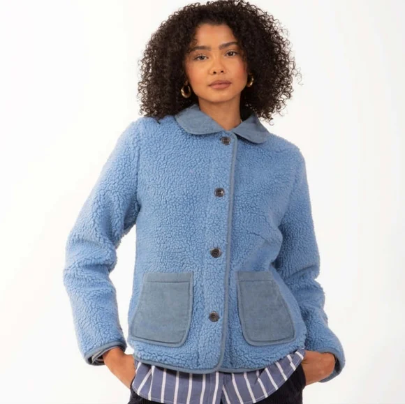 Alex Mill Blue Sherpa Work Jacket Medium - Picture 3 of 12